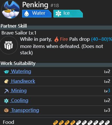 Pengking work suitability in Palworld