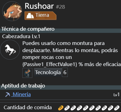 Aptitud de trabajo de Rushoar en Palworld